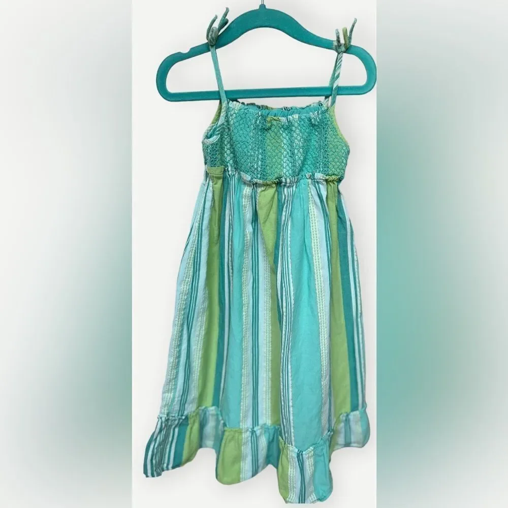 Baby Gap Girls Kids Sleeveless Bow Detail Cotton Ruffle Hem Tank Dress. 4. 4T.